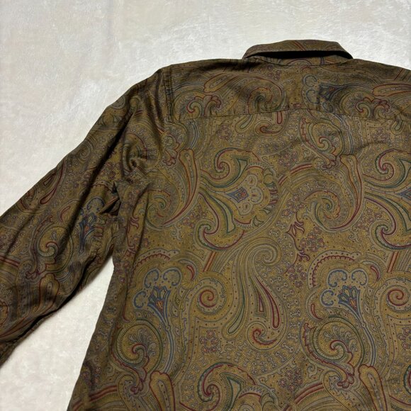 Lauren Ralph Lauren Womens Long Sleeve Button Down Brown Paisley Western 1X - Picture 8 of 10